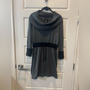 Apostrophe Women’s Gray/black Sweater Dress cowl neck Size L